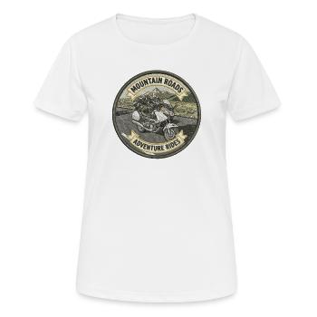 Bergstraßen: Motorradabenteuer - Frauen T-Shirt atmungsaktiv - Weiß - Vorne - AI Model Female 172 dark (172cm)