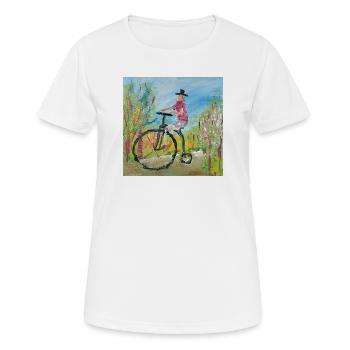  Hochrad - Frauen T-Shirt atmungsaktiv - Weiß - Vorne - AI Model Female 172 dark (172cm)