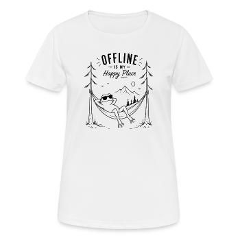 Offline ist mein Happy Place - Frauen T-Shirt atmungsaktiv - Weiß - Vorne - AI Model Female 172 dark (172cm)