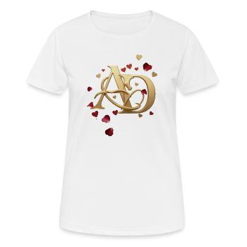 Goldene Initialen Liebesherz - Frauen T-Shirt atmungsaktiv - Weiß - Vorne - AI Model Female 172 dark (172cm)