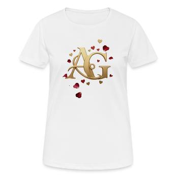 Monogramme d’or A&G avec cœurs - T-shirt respirant Femme - blanc - Devant - AI Model Female 172 dark (172cm)