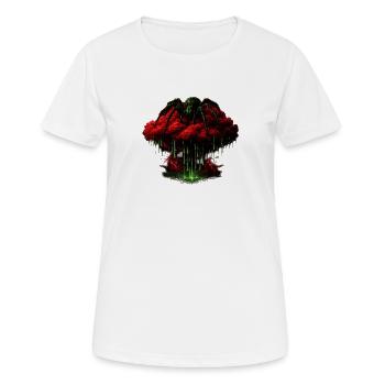 Green spider magic over red cloud - Women's Breathable T-Shirt - white - Front - AI Model Female 172 dark (172cm)
