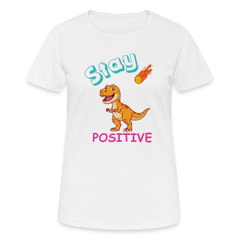 Sternenpositiver Dino-Meteor - Frauen T-Shirt atmungsaktiv - Weiß - Vorne - AI Model Female 172 dark (172cm)