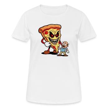 Pizza-Monster-Bedrohung - Frauen T-Shirt atmungsaktiv - Weiß - Vorne - AI Model Female 172 dark (172cm)