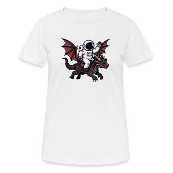 Astronautenreiter auf Dragon - Frauen T-Shirt atmungsaktiv - Weiß - Vorne - AI Model Female 172 dark (172cm)