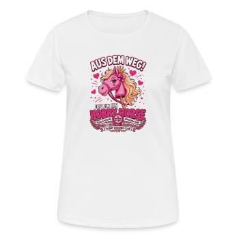 Aus dem Weg Ich bin ein Hobby Horse - Frauen T-Shirt atmungsaktiv - Weiß - Vorne - AI Model Female 172 dark (172cm)