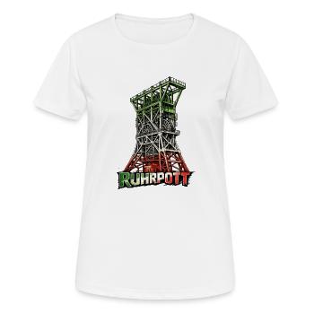 Ruhrpott Förderturm Zeche Consolidation Design - Frauen T-Shirt atmungsaktiv - Weiß - Vorne - AI Model Female 172 dark (172cm)