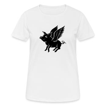 Fliegendes Schwein mit Flügeln - Frauen T-Shirt atmungsaktiv - Weiß - Vorne - AI Model Female 172 dark (172cm)