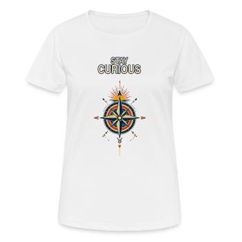 Stay Curious Kompass Sonnenuntergang - Frauen T-Shirt atmungsaktiv - Weiß - Vorne - AI Model Female 172 dark (172cm)
