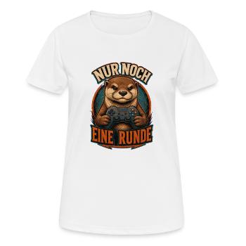 NUR NOCH EINE RUNDE – Biber mit Controller - Frauen T-Shirt atmungsaktiv - Weiß - Vorne - AI Model Female 172 dark (172cm)