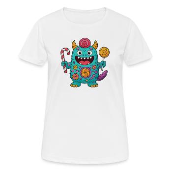 Niedliches Suessigkeiten Monster - Frauen T-Shirt atmungsaktiv - Weiß - Vorne - AI Model Female 172 dark (172cm)