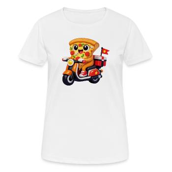 Pizza Hero auf Lieferfahrrad - Frauen T-Shirt atmungsaktiv - Weiß - Vorne - AI Model Female 172 dark (172cm)