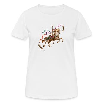 Cheval de manège en or et rubans féériques - T-shirt respirant Femme - blanc - Devant - AI Model Female 172 dark (172cm)