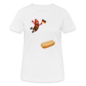 Schnitzel qui va en chignon - T-shirt respirant Femme - blanc - Devant - AI Model Female 172 dark (172cm)