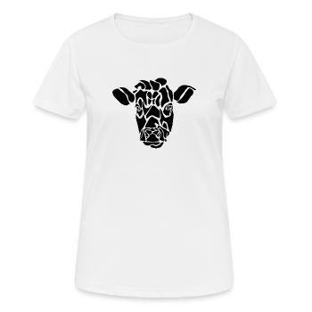 Schwarze grafische Kuh – Geometrisches Porträt - Frauen T-Shirt atmungsaktiv - Weiß - Vorne - AI Model Female 172 dark (172cm)