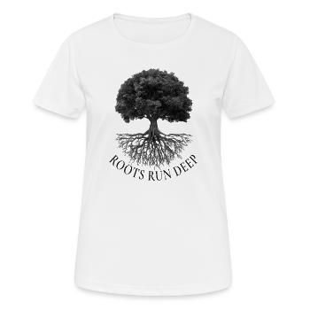 Roots Run Deep – Baum mit Wurzeln - Frauen T-Shirt atmungsaktiv - Weiß - Vorne - AI Model Female 172 dark (172cm)