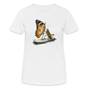Grasshopper on surfboard with butterfly sail - Women's Breathable T-Shirt - white - Front - AI Model Female 172 dark (172cm)