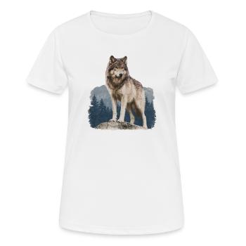 Wolf - Frauen T-Shirt atmungsaktiv - Weiß - Vorne - AI Model Female 172 dark (172cm)