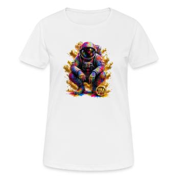 Farbenfrohe Weltraumastronautin - Frauen T-Shirt atmungsaktiv - Weiß - Vorne - AI Model Female 172 dark (172cm)