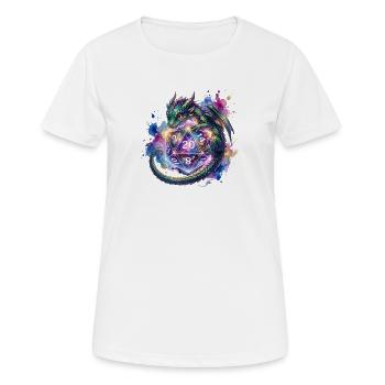 Süßer Drache mit D20 Würfel – Pen & Paper - Frauen T-Shirt atmungsaktiv - Weiß - Vorne - AI Model Female 172 dark (172cm)