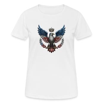 Königlicher US Adler – Freiheit & Krone Wappen - Frauen T-Shirt atmungsaktiv - Weiß - Vorne - AI Model Female 172 dark (172cm)