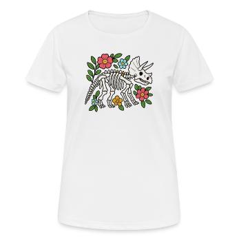 Squelette de Tricératops avec des fleurs - T-shirt respirant Femme - blanc - Devant - AI Model Female 172 dark (172cm)
