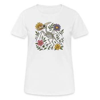 Pterodactylus Skelett mit Blumen - Frauen T-Shirt atmungsaktiv - Weiß - Vorne - AI Model Female 172 dark (172cm)