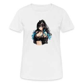 Fille gothique d’anime avec un flair bleu - T-shirt respirant Femme - blanc - Devant - AI Model Female 172 dark (172cm)