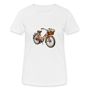 Vélo vintage avec panier de fleurs - T-shirt respirant Femme - blanc - Devant - AI Model Female 172 dark (172cm)
