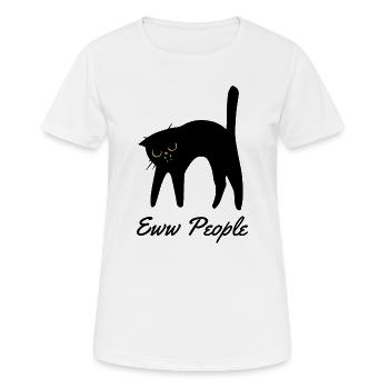 Eww People Black Cat Funny Introvert T-Shirt - Frauen T-Shirt atmungsaktiv - Weiß - Vorne - AI Model Female 172 dark (172cm)