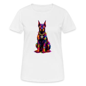 Chien néon coloré avec diamant - T-shirt respirant Femme - blanc - Devant - AI Model Female 172 dark (172cm)