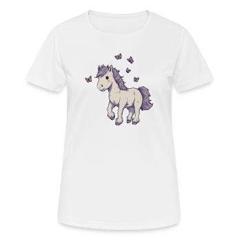 Cute Pony with Butterflies - Women's Breathable T-Shirt - white - Front - AI Model Female 172 dark (172cm)