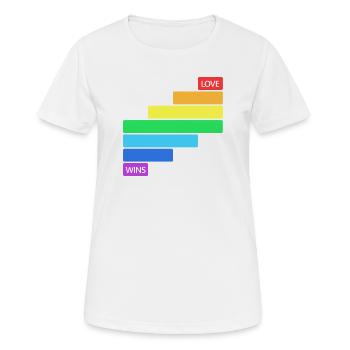 Love Wins - Rainbow Horizontal Stripe Design - Women's Breathable T-Shirt - white - Front - AI Model Female 172 dark (172cm)