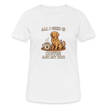 Alles, was ich brauche, ist Kaffee und mein Hund - Frauen T-Shirt atmungsaktiv - Weiß - Vorne - AI Model Female 172 dark (172cm)