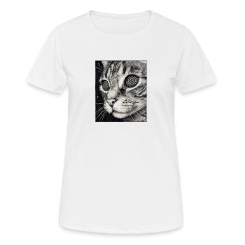Hypnotischer Katzenblick im All - Frauen T-Shirt atmungsaktiv - Weiß - Vorne - AI Model Female 172 dark (172cm)