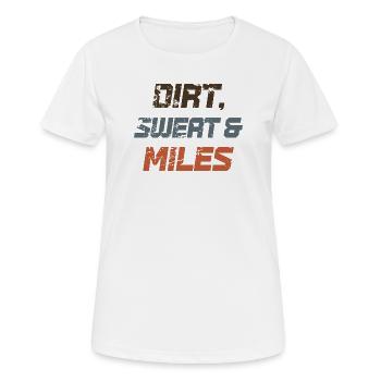 Dirt Sweat & Miles - Frauen T-Shirt atmungsaktiv - Weiß - Vorne - AI Model Female 172 dark (172cm)