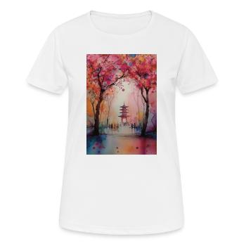 Herbstpagode in Blüte - Frauen T-Shirt atmungsaktiv - Weiß - Vorne - AI Model Female 172 dark (172cm)