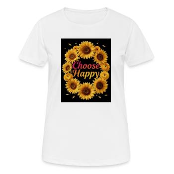 Choose Happy Sonnenblumen Kranz - Frauen T-Shirt atmungsaktiv - Weiß - Vorne - AI Model Female 172 dark (172cm)