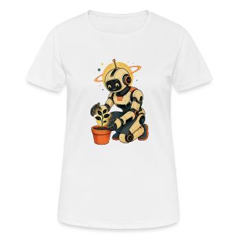 Robot gardeners in orbit - Women's Breathable T-Shirt - white - Front - AI Model Female 172 dark (172cm)