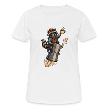 Coffee Rocket Raccoon - Women's Breathable T-Shirt - white - Front - AI Model Female 172 dark (172cm)