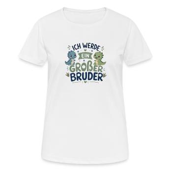 Ich werde Großer Bruder – Dino-Design - Frauen T-Shirt atmungsaktiv - Weiß - Vorne - AI Model Female 172 dark (172cm)