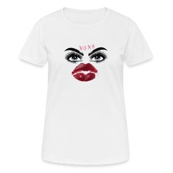 Kusslippen und Augen Glamour - Frauen T-Shirt atmungsaktiv - Weiß - Vorne - AI Model Female 172 dark (172cm)