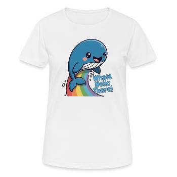 Regenbogenwal Hallo. - Frauen T-Shirt atmungsaktiv - Weiß - Vorne - AI Model Female 172 dark (172cm)