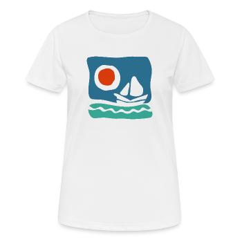 Voilier sur mer azur – Illustration marine - T-shirt respirant Femme - blanc - Devant - AI Model Female 172 dark (172cm)