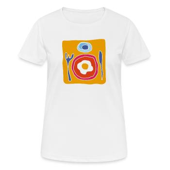 Colorful Fried Egg – Pop Illustration - Women's Breathable T-Shirt - white - Front - AI Model Female 172 dark (172cm)