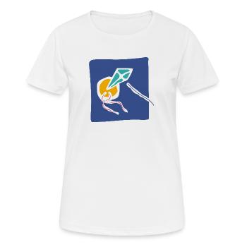 Kite in the Sky – Minimalistische Kunst - Frauen T-Shirt atmungsaktiv - Weiß - Vorne - AI Model Female 172 dark (172cm)