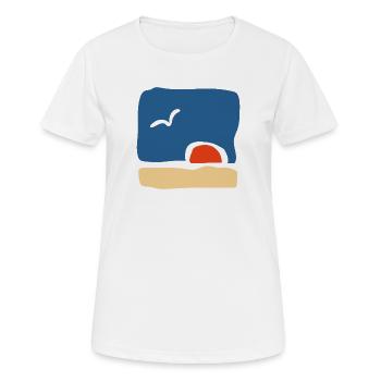 Oiseau au coucher du soleil – Art minimaliste - T-shirt respirant Femme - blanc - Devant - AI Model Female 172 dark (172cm)