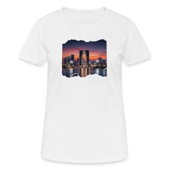Suzhou Skyline Sunset Script - T-shirt respirant Femme - blanc - Devant - AI Model Female 172 dark (172cm)