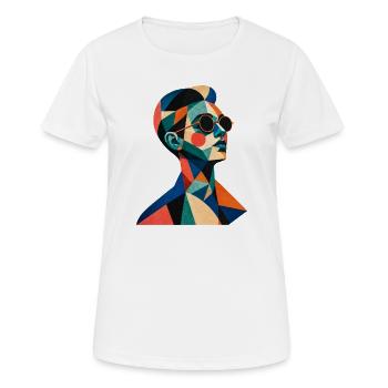 Geometrisches Farbporträt mit Sonnenbrille - Frauen T-Shirt atmungsaktiv - Weiß - Vorne - AI Model Female 172 dark (172cm)