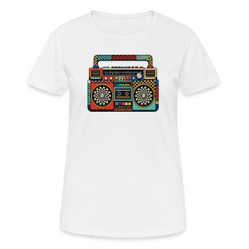 Retro Boombox Farbenspiel - Frauen T-Shirt atmungsaktiv - Weiß - Vorne - AI Model Female 172 dark (172cm)
